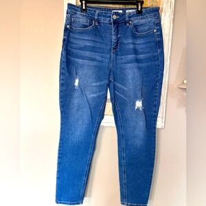 Royalty For Me Jeans Women Sz 14 Skinny High Rise Distressed Stretch